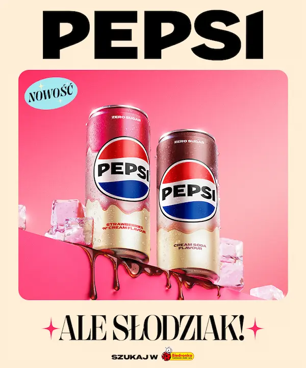 Reklama między stronami gazetki Biedronka