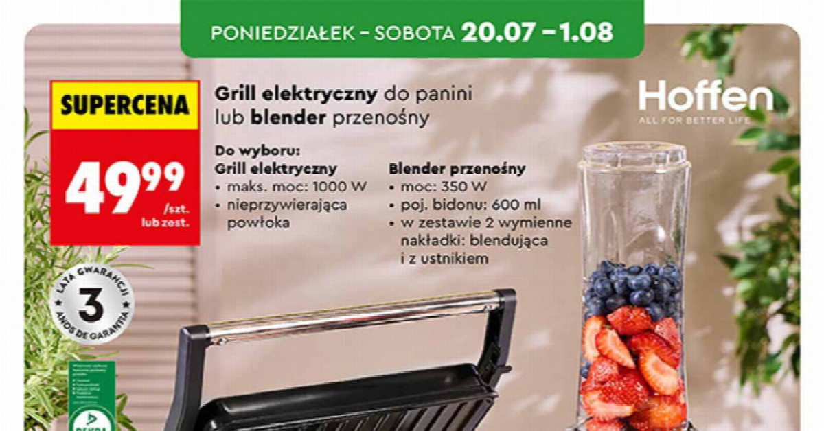 Hit tygodnia w Biedronce: grill elektryczny do panini i blender przenośny za 49,99 zł — czy warto?