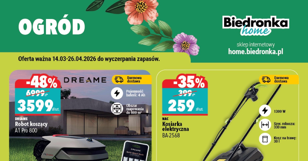 TOP promocje z gazetki Biedronka: robot koszący za połowę ceny, odkurzacz o 900 zł taniej i elektryczny rower 3 000 zł taniej!