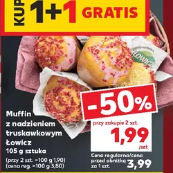 Muffin z nadzieniem truskawkowym