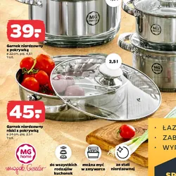Garnek nierdzewny niski z pokrywką