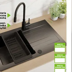 Zlewozmywak granitowy z baterią i wkładką ROTON QUALITY 73 cm