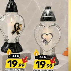 Znicz szklany serce z aplikacją