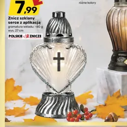Znicz szklany serce z aplikacją