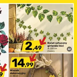Kwiat sztuczny girlanda liści