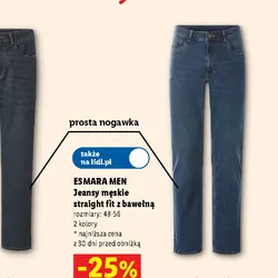 Jeansy męskie straight fit z bawełną