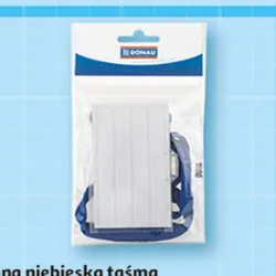 Identyfikator z jedwabną niebieską taśmą