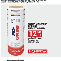 WEŁNA MINERALNA SZKLANA URSA STANDARD