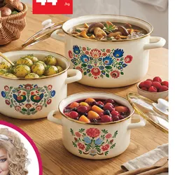 Garnek emaliowany z pokrywką