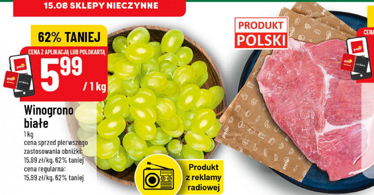 Winogrona białe za 5,99 zł! Promocja z gazetki POLOmarket, której nie możesz przegapić