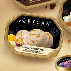 Lody Grycan Śmietankowe z białą czekoladą i sosem mango-marakuja