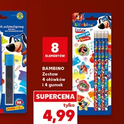 BAMBINO Zestaw 4 ołówków i 4 gumek