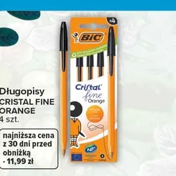 Długopisy CRISTAL FINE ORANGE 4 szt.