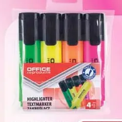 Zakreślacze w etui, 4 szt. OFFICE PRODUCTS