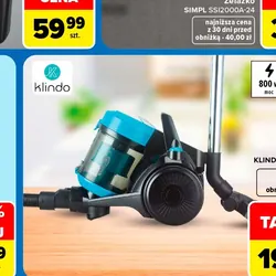 Odkurzacz bezworkowy KLINDO KVC29BL-23