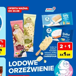 Lody na patyku, kanapka lodowa, łódka śmietankowa CARREFOUR