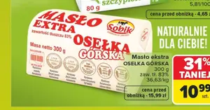 Masło ekstra osełka górska SOBIK aż 5 zł taniej — najlepsza promocja na półce!