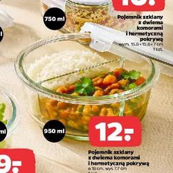 Pojemnik szklany z dwiema komorami i hermetyczną pokrywą 950 ml