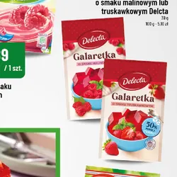 Galaretka 50% mniej cukru o smaku malinowym lub truskawkowym Delecta