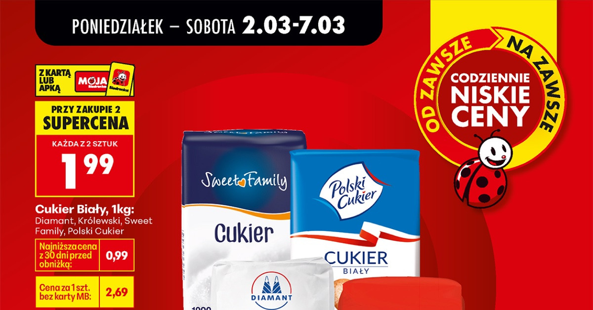 Cukier 1 kg za 1,99 zł — czy to moment, by zrobić zapasy na miesiące?