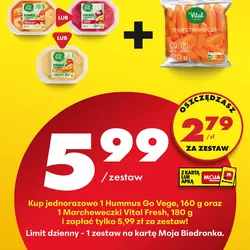Hummus Go Vege 160 g i Marcheweczki Vital Fresh 180 g