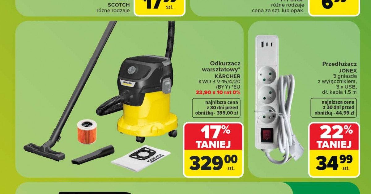 Mega okazja w Carrefour: odkurzacz warsztatowy KWD teraz za 329 zł — oszczędzasz 70 zł!