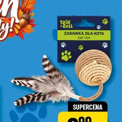Zabawka dla kota piłka z piórkiem