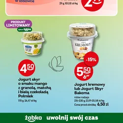 Jogurt skyr o smaku mango z granulą, matchą i białą czekoladą Polmlek