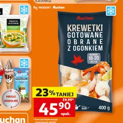 Krewetki gotowane, obrane, z ogonkiem
