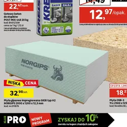 Płyta gipsowa impregnowana GKBI typ H2 NORGIPS 2000 x 1200 x 12,5 mm