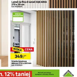 Ścianka lamelowa dębowa 2750 x 600 mm