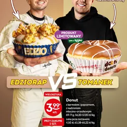Donut z karmelem i popcornem lub z nadzieniem mleczno-orzechowym