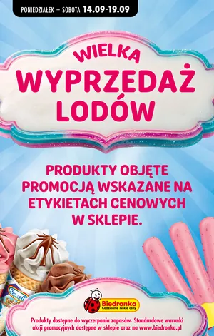 Wyprzedaż lodów od 14.09