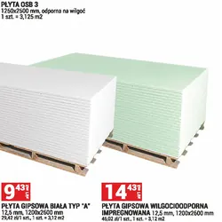 PŁYTA GIPSOWA WILGOCIOODPORNA IMPREGNOWANA