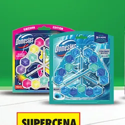 Zawieszka do WC Domestos Blue Water lub Kostki do WC Domestos Rainbow