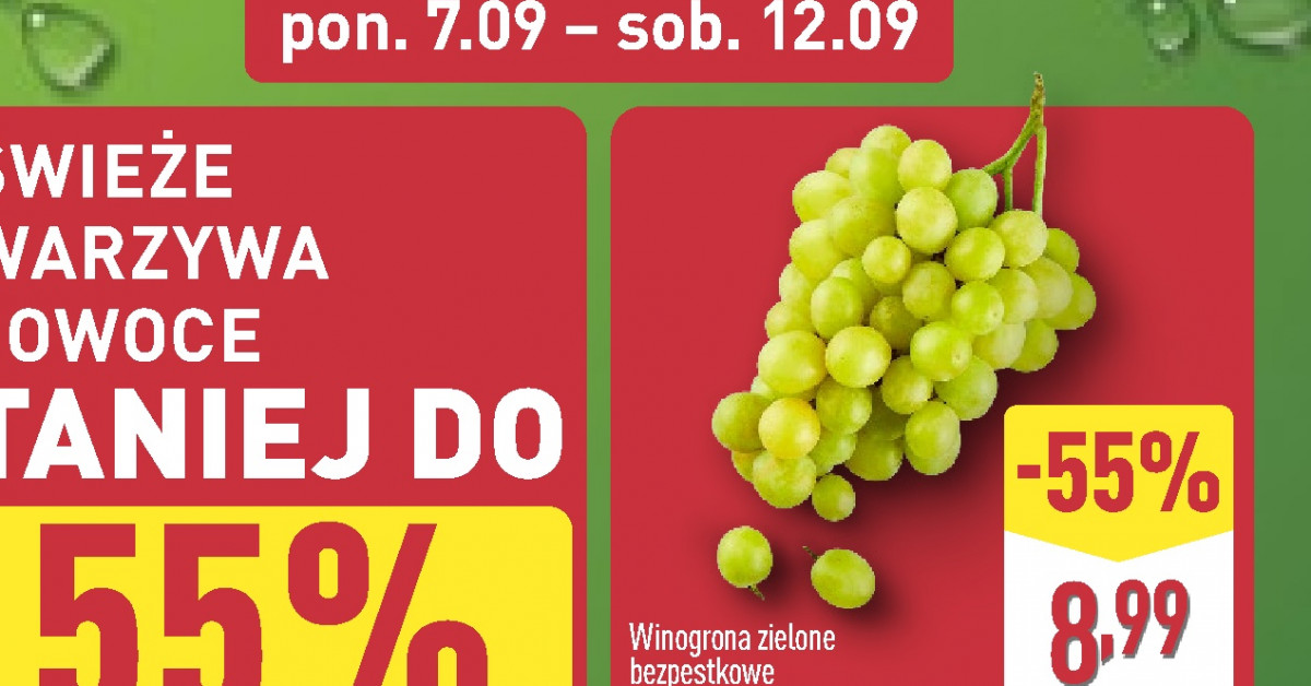 Winogrona bezpestkowe obniżone z 19,99 zł do 8,99 zł – hit sezonu w Aldi!