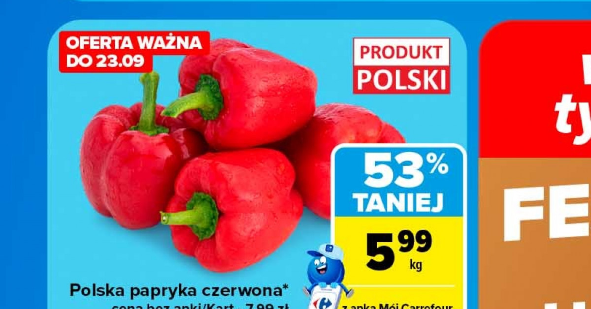 Papryka czerwona za 5,99 zł zamiast 12,99 zł — promocja, która zmienia ceny w sklepie!