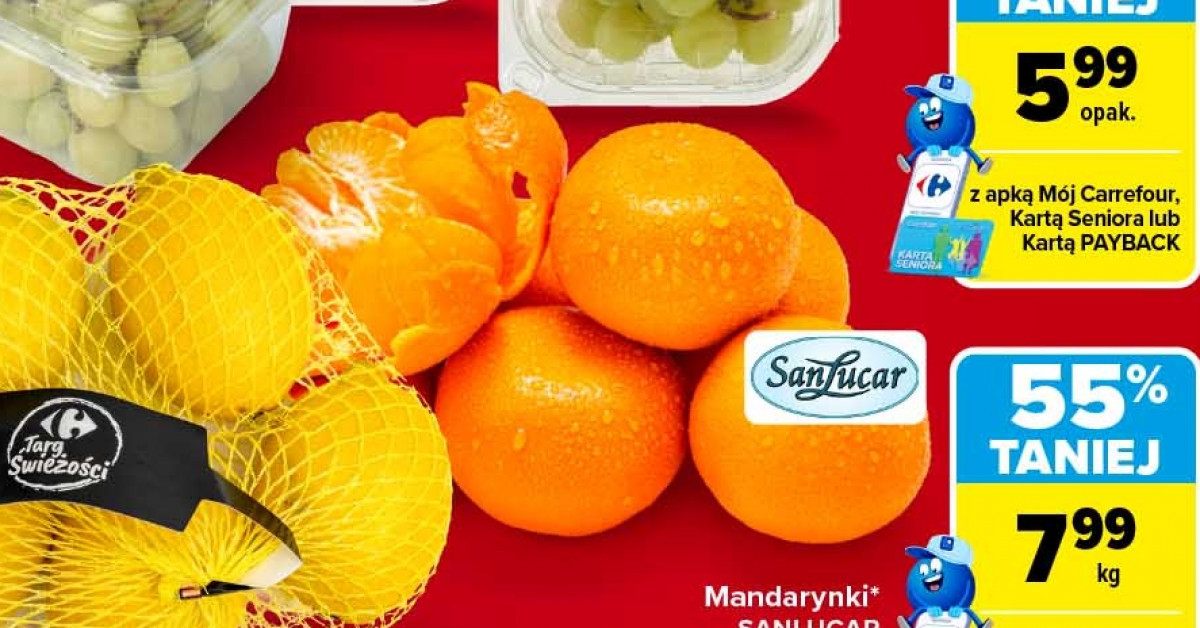 Mandarynki za 7,99 zł (wcześniej 17,99) — as w rękawie tej gazetki Carrefour!