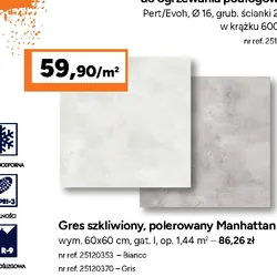 Gres szkliwiony, polerowany Manhattan