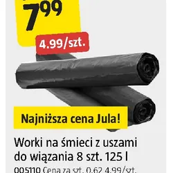 Worki na śmieci z uszami do wiązania 8 szt. 125 l