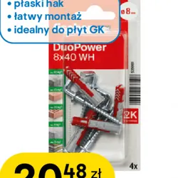 Kołki uniwersalne DuoPower z hakami 4 szt.
