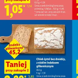 Chleb żytni bez drożdży, z niskim indeksem glikemicznym