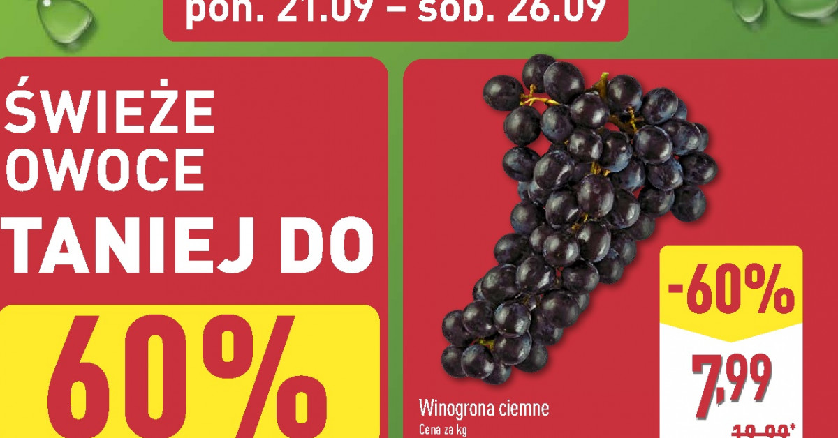 Winogrona ciemne 60% taniej! Aldi przecenia owoce — nie przegap tej promocji