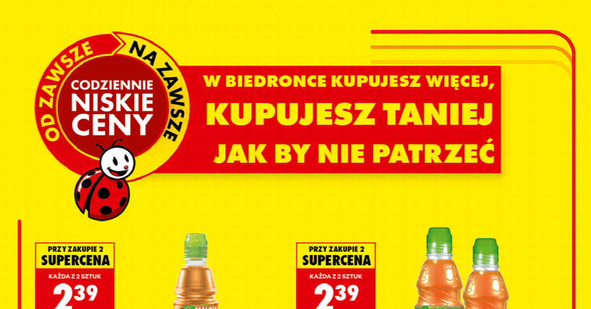 Tymbark prawie za grosze! Napój 1,75 l w Biedronce tylko 2,99 zł — zrób zapas na lato